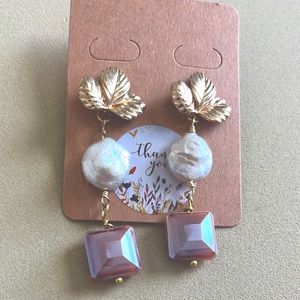 Cristal & coin pearls earrings